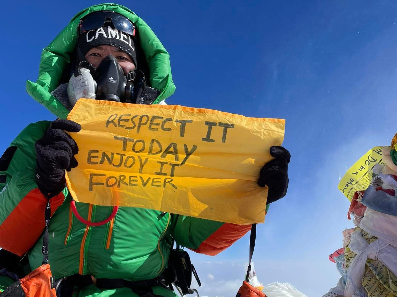 Kami Rita Sherpa in the Everest Summit on May 17, 2023.