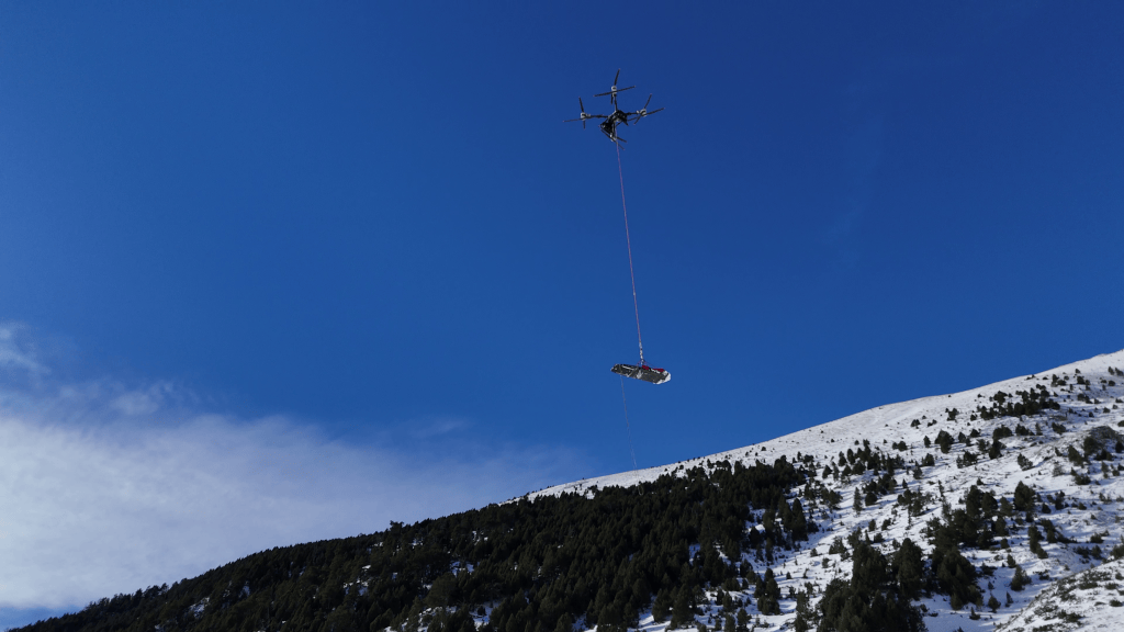 World's first high-mountain drone rescue drill, Pyrenees