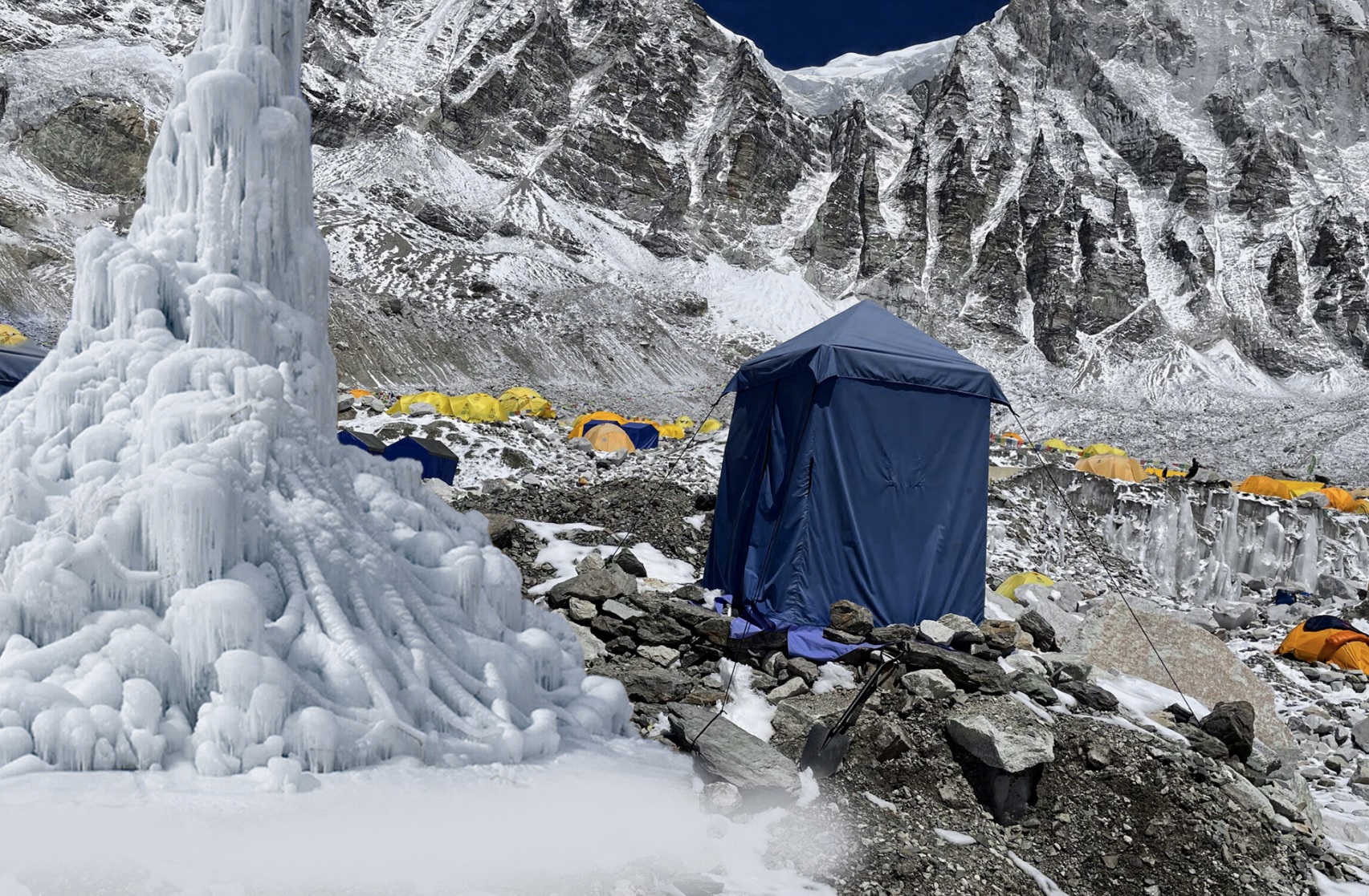 An artificial glacier for supply drinking water in the Everest Base Camp (without touching the Khumbu glacier)